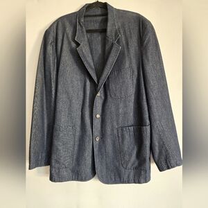 J.PETERMAN MEN'S SPORTCOATS BLUE DENIUM 3 BUTTON 3 POCKETS BLAZER JACKET SIZE 46